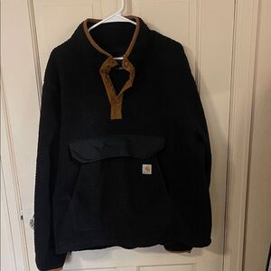Carhartt Black Sherpa Pullover with Brown Trim